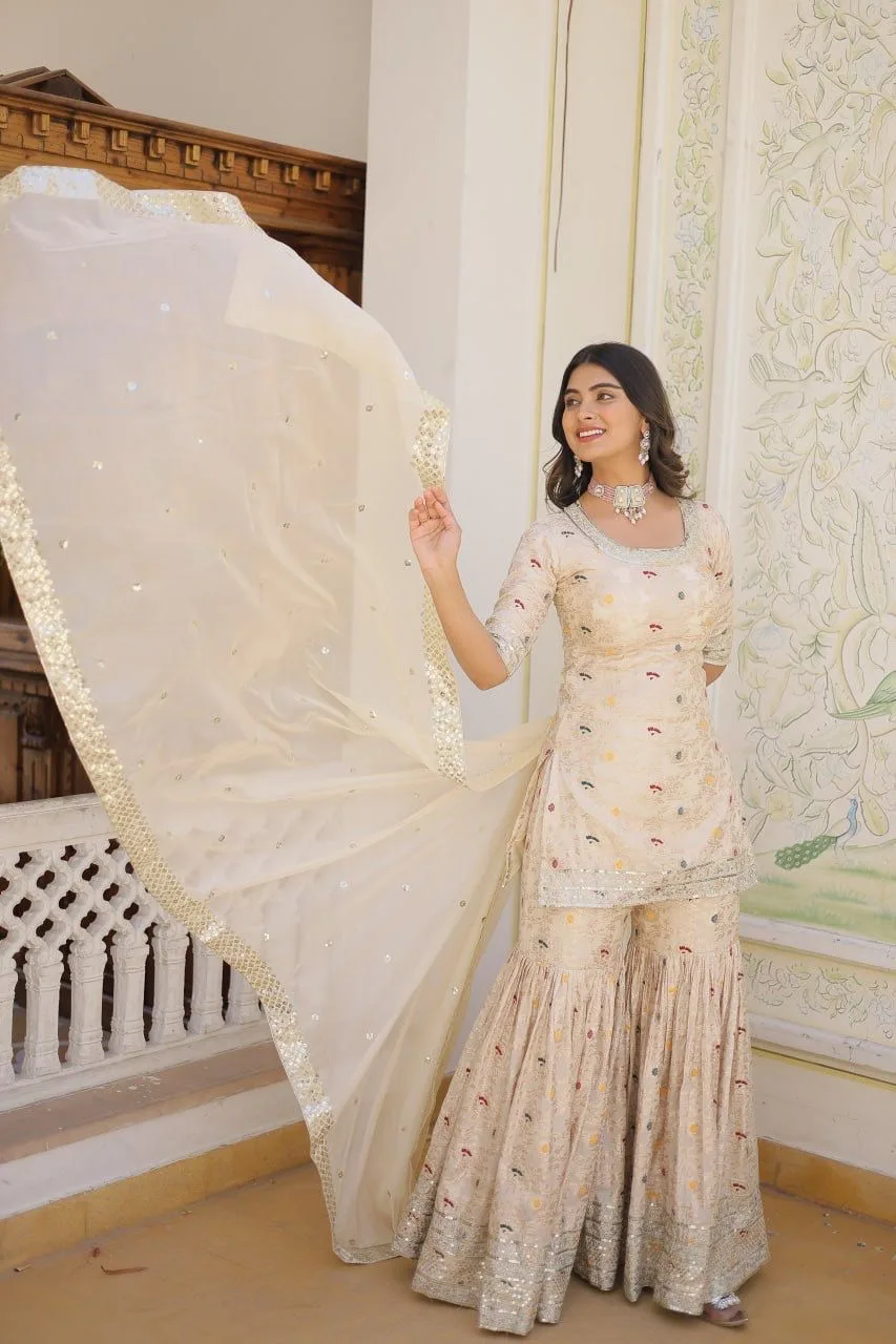 white kurta gharara set for diwali