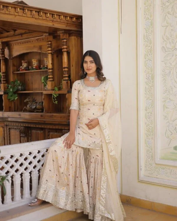 white gharara suit set online