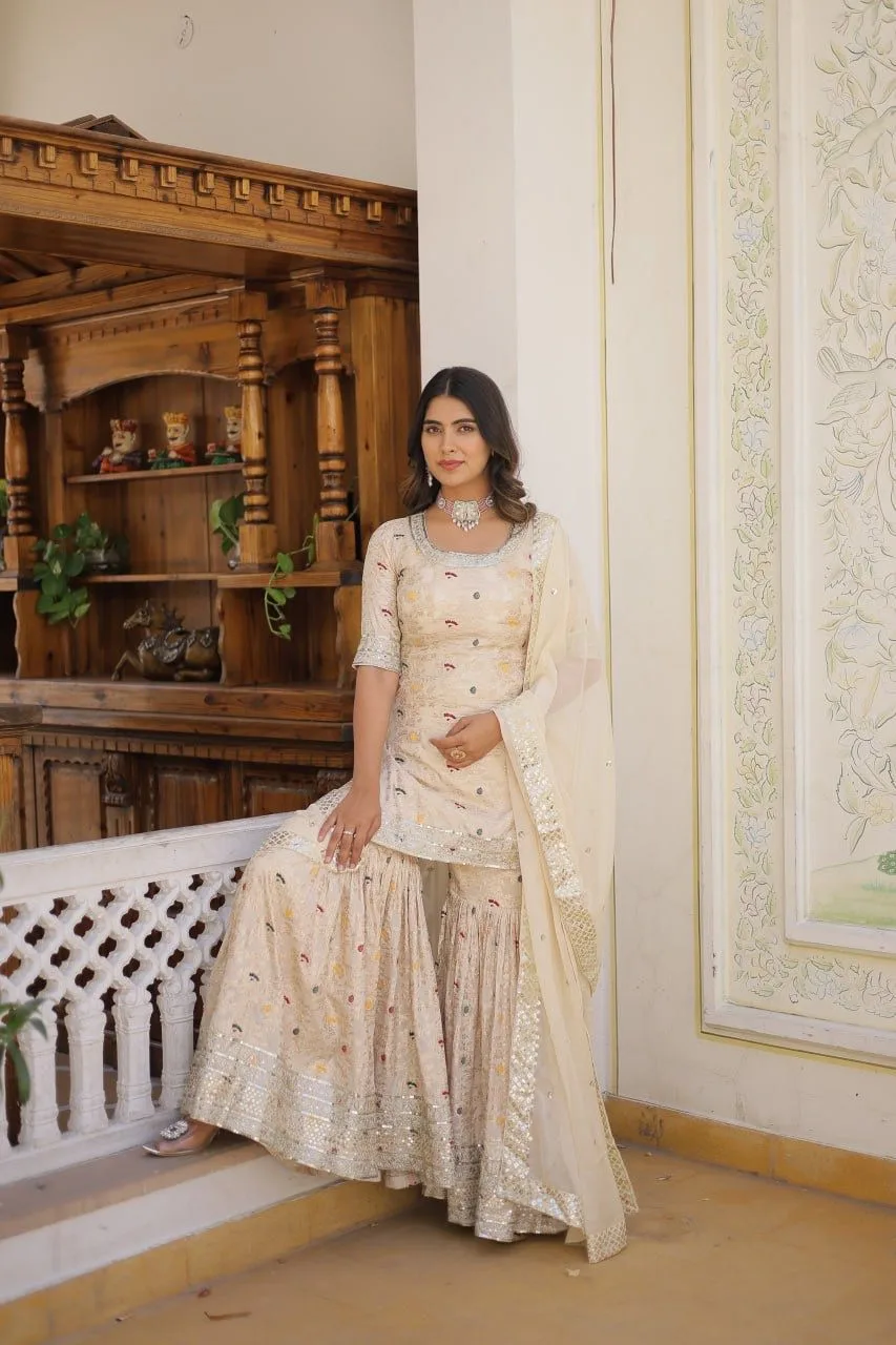 white gharara suit set online