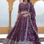 Wine Designer Lehenga Choli Set For Diwali