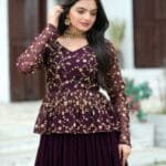 Wine ready to wear lehenga choli for women