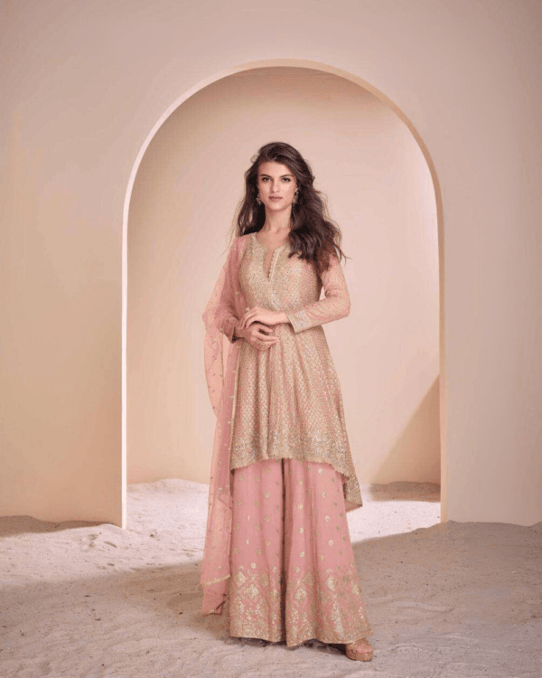 Peach Sharara Suit For Sangeet