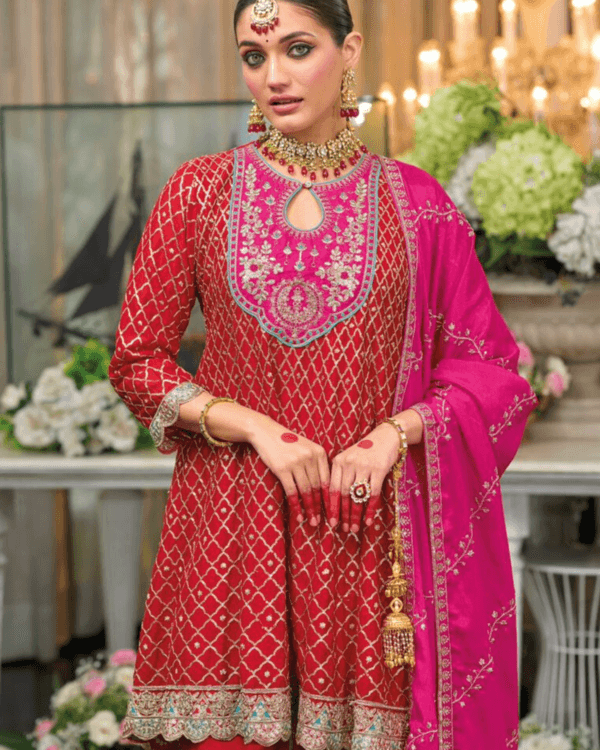 Red designer salwar suits for wedding party