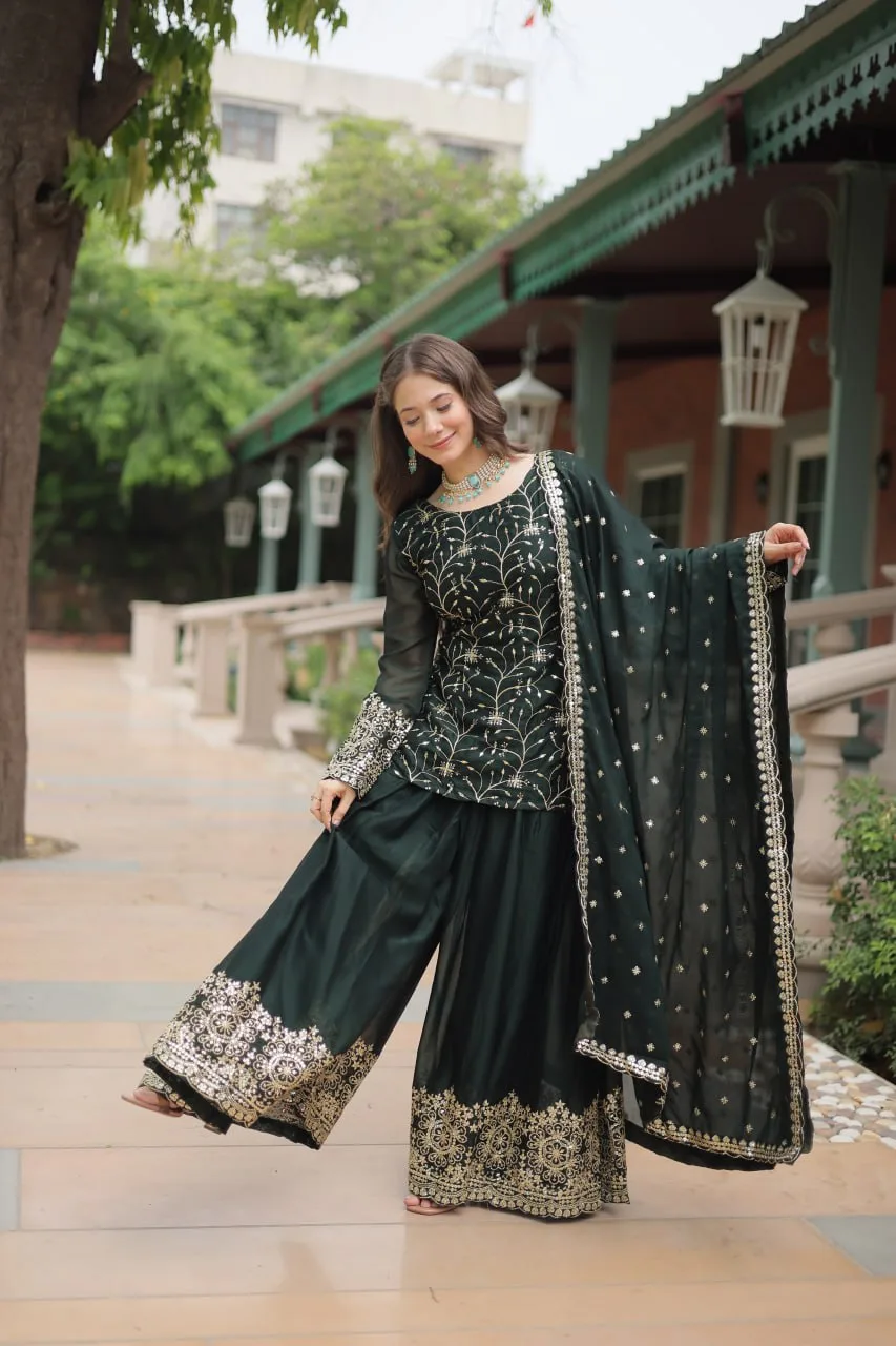 Designer Silk Kurti Plazo Set