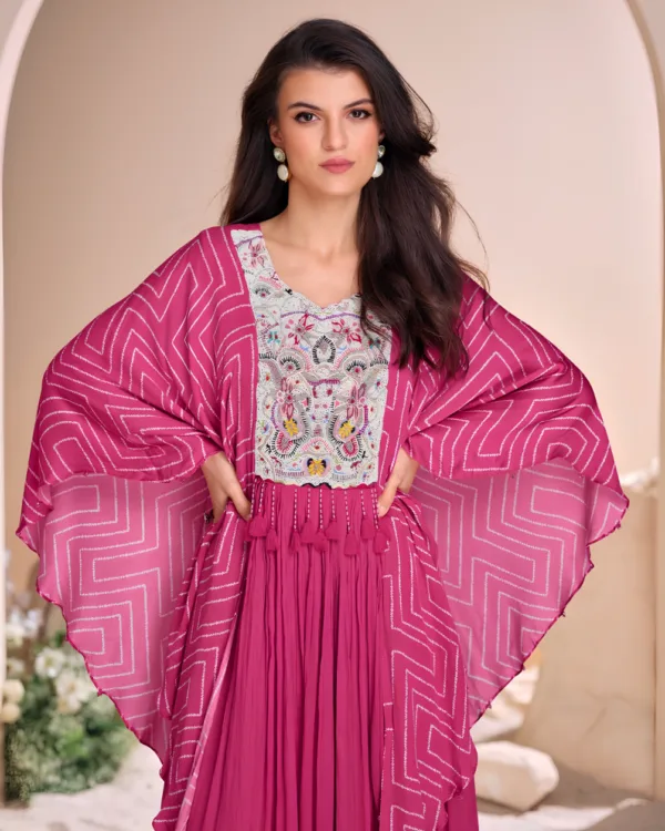 Pure Chinon Fancy Gown with Embroidery Work