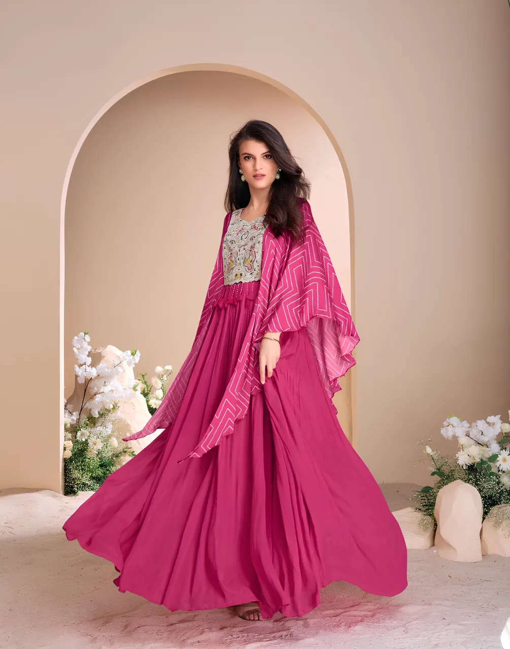 Chinon Fancy Gown with Embroidery online shopping