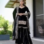 Velvet Sharara Suit for Winter