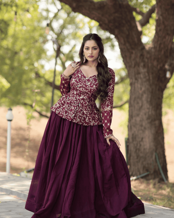 Wine Lehenga Choli Set Online