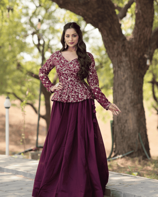 Wine Lehenga Choli Set