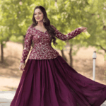 Buy Wine Lehenga Choli Set