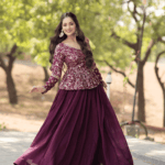 Wine Lehenga Choli Set Shopping