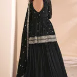 Black Silk Palazzo Suit for Wedding Parties