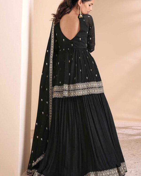 Black Silk Palazzo Suit for Wedding Parties