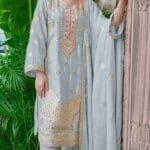 Sky Blue Chinon Fabric Salwar Suit For Women