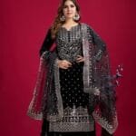 Buy Black Velvet Sharara Suit Online