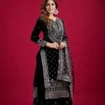 Buy Black Velvet Sharara Suit Online