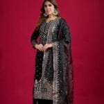 Buy Black Velvet Sharara Suit Online