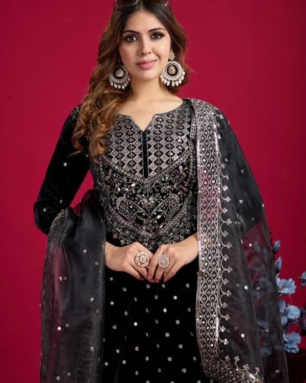 Buy Black Velvet Sharara Suit Online Shopping