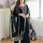 Buy Black Velvet Designer Salwar Suit Online