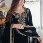 Buy Black Velvet Designer Salwar Suit