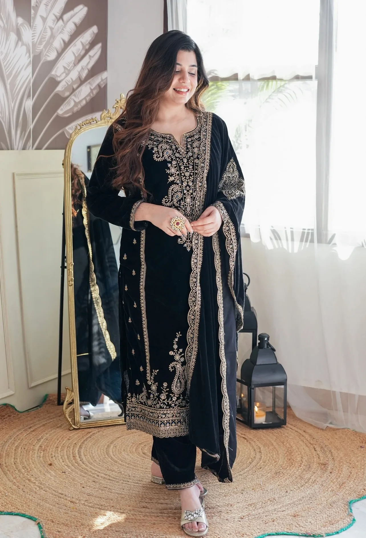 Black Velvet Designer Salwar Suit Online Shopping