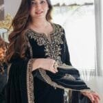 Buy Black Velvet Designer Salwar Suit Online on Arish Creation