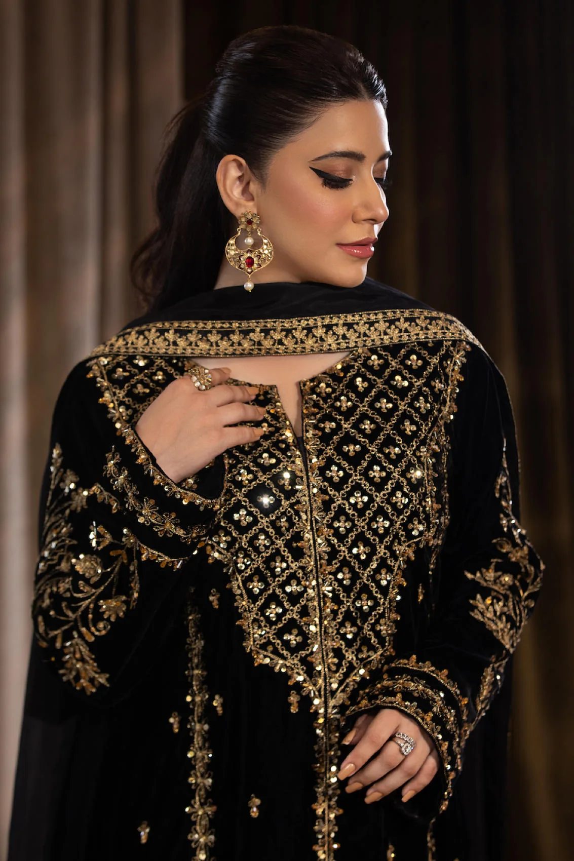 Velvet Anarkali Suit for Night Events