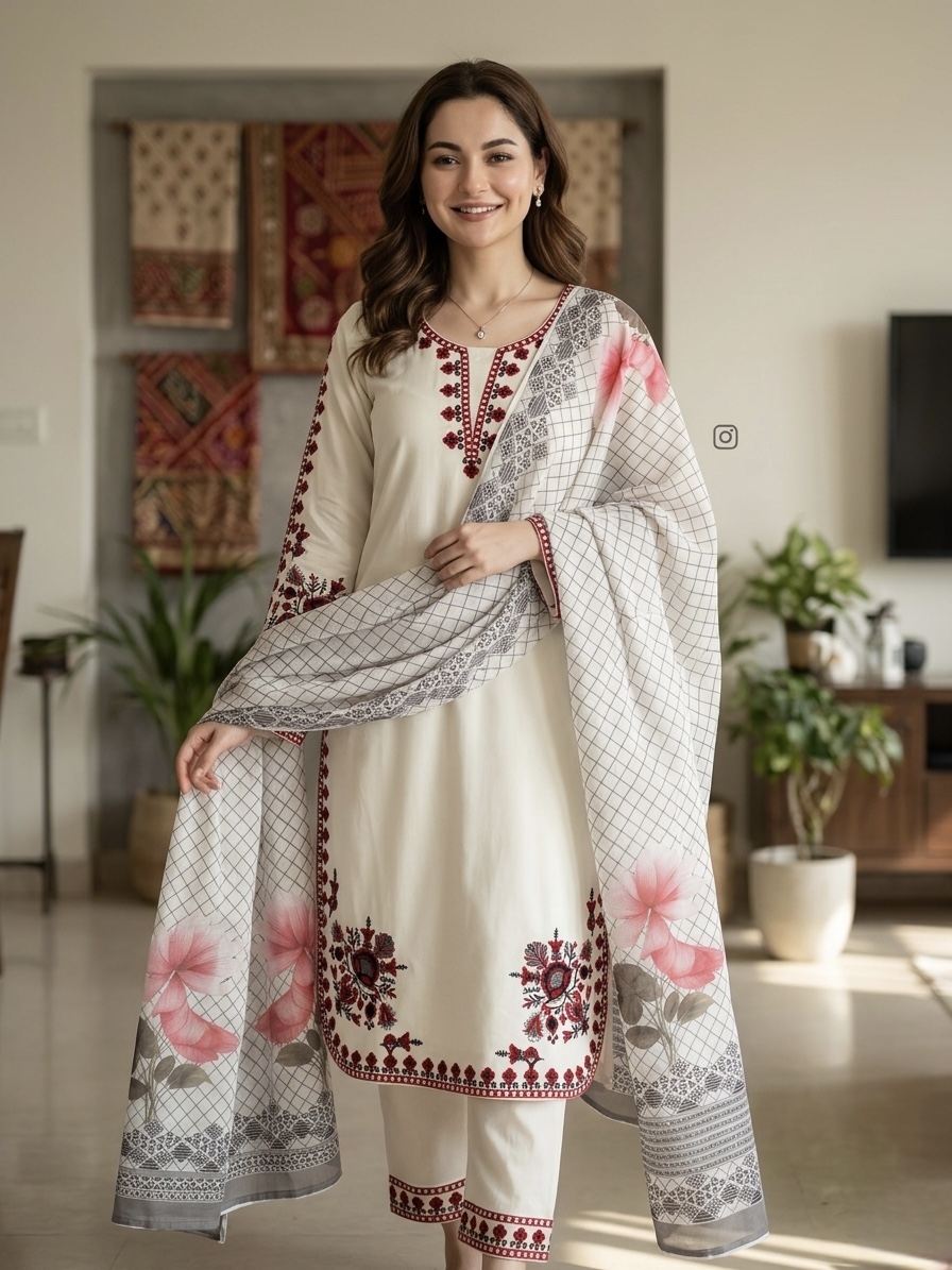 Simple Dress for Summer | Designer Satin Palazzo Dupatta Set