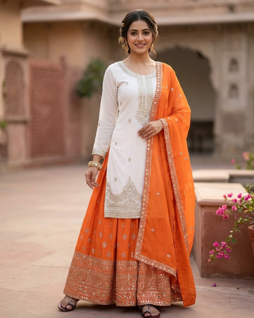 Orange Colour Combination Dress for Women | Party Wear