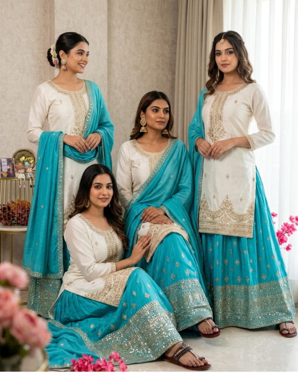 Blue Colour Combination Dress for Women | Party Wear