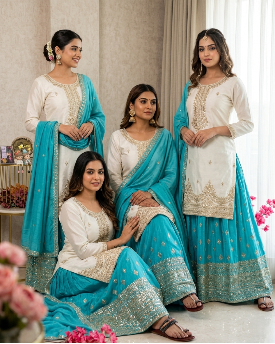 Blue Colour Combination Dress for Women | Party Wear