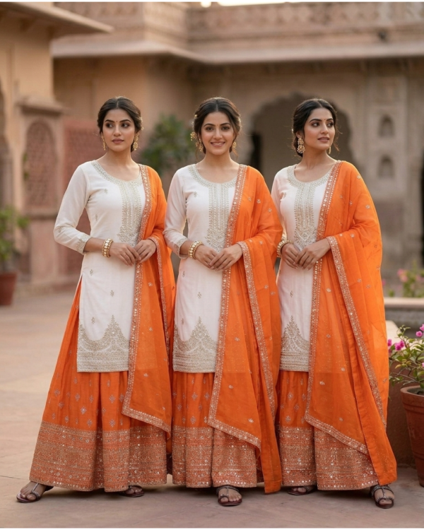 Orange Colour Combination Dress for Women | Party Wear