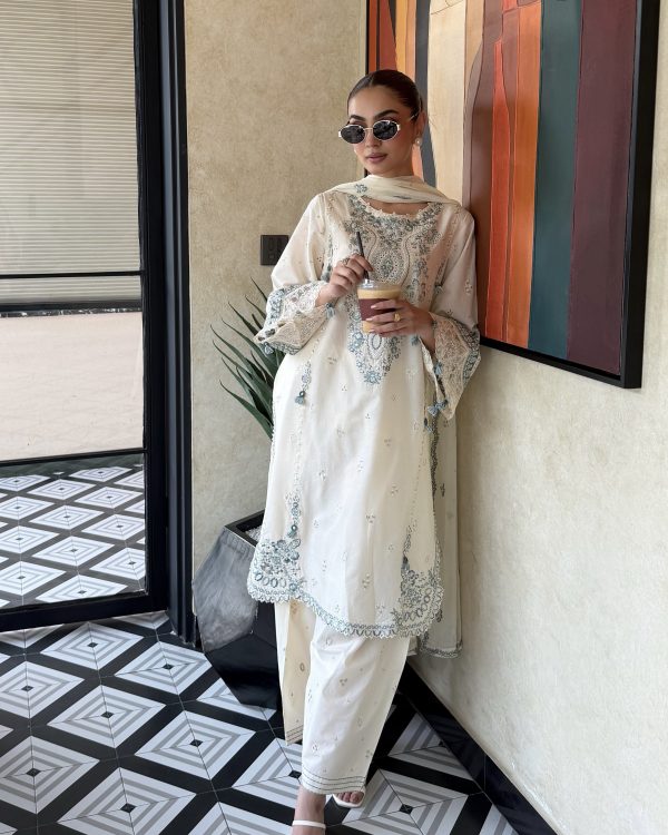 Off White Pakistani Suit for Ladies – Designer Party Wear
