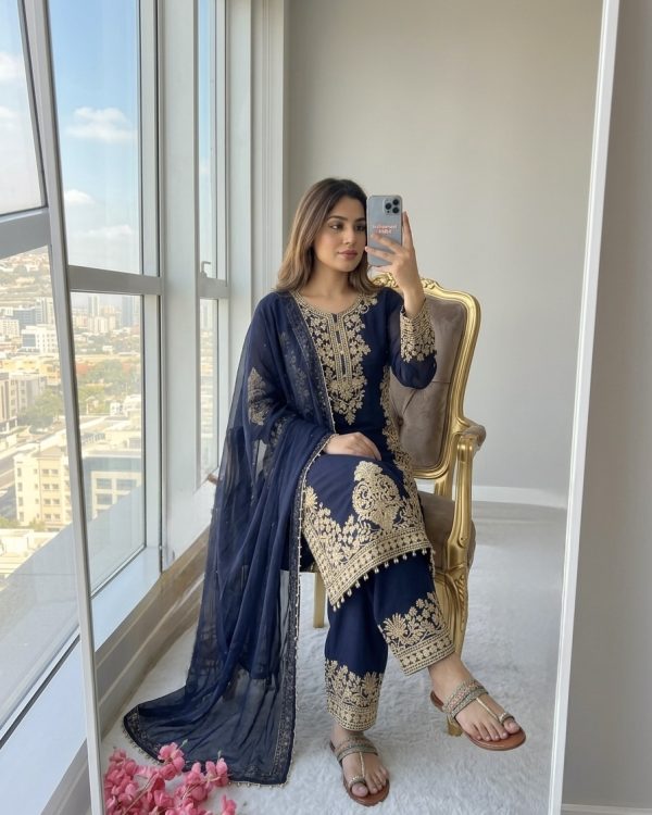 Blue Suit Design for Women | Designer Party Wear Set