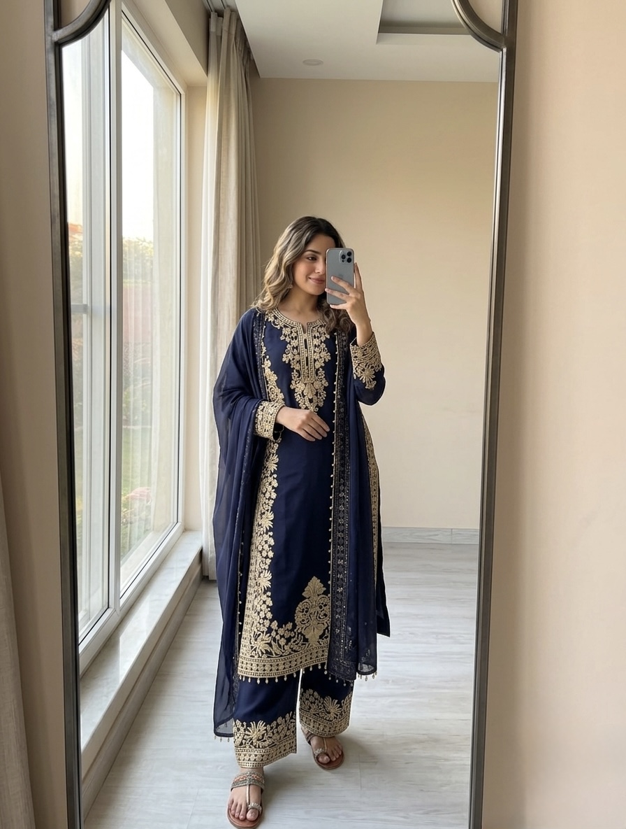 Blue Suit Design – Designer Georgette Party Wear Set