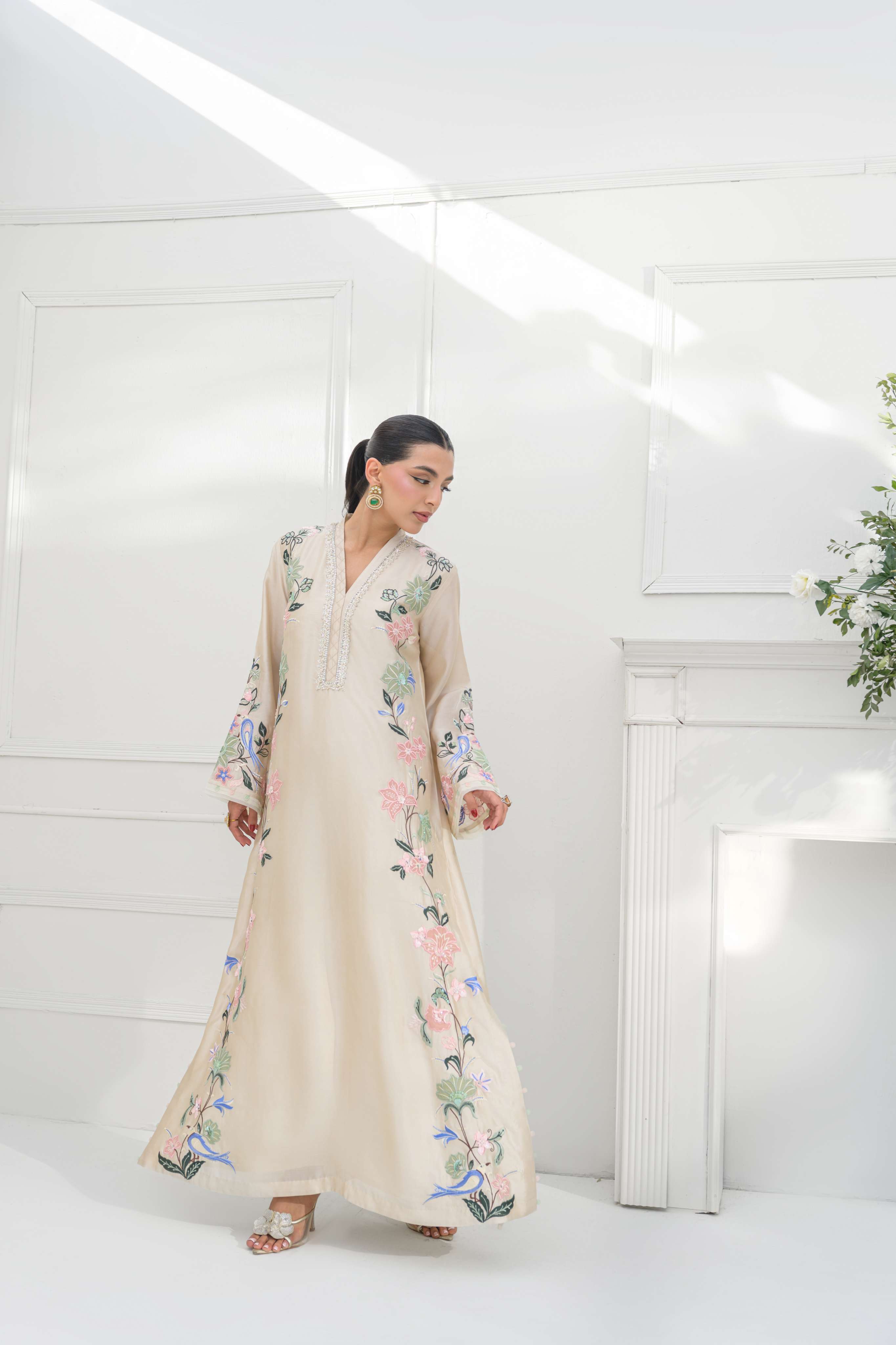 Designer Party Wear Kaftan Set with Dupa...