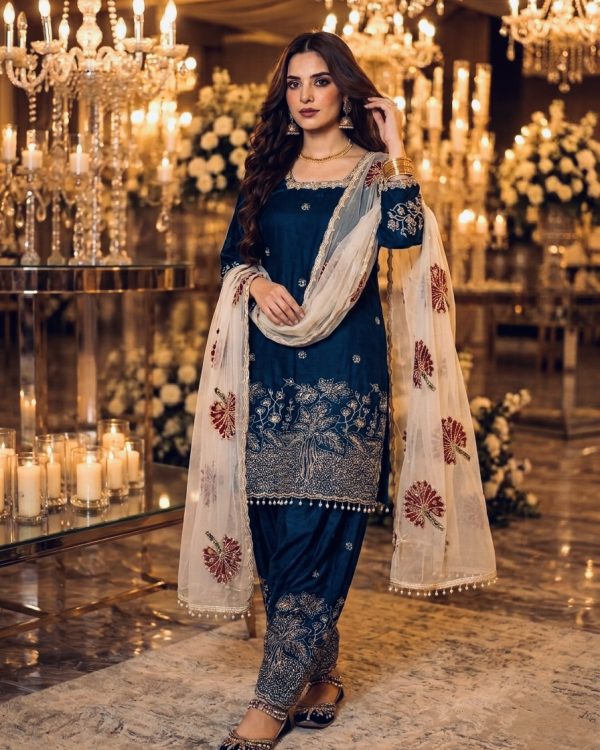 blue party wear dress for women