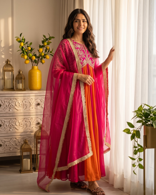 Long Dress for Women – Designer floor length evening Gown with Dupatta