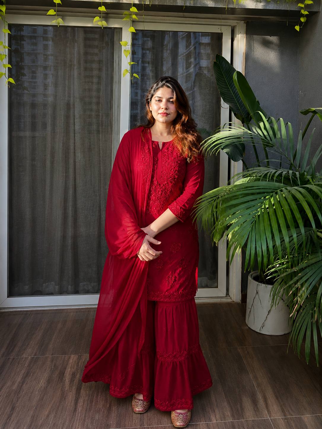 Newly Launched Red Color Sharara Dress �...