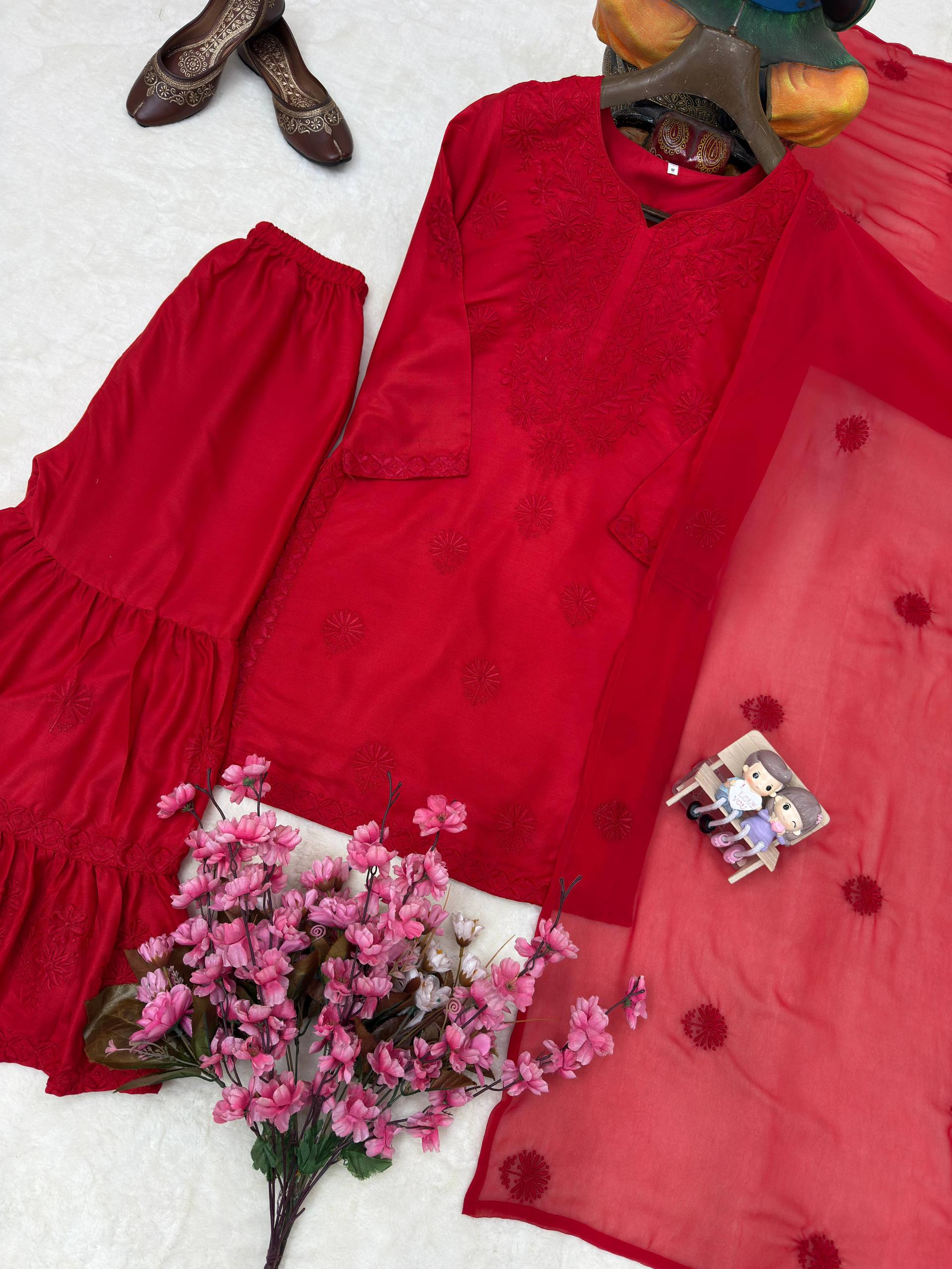 red color sharara dress